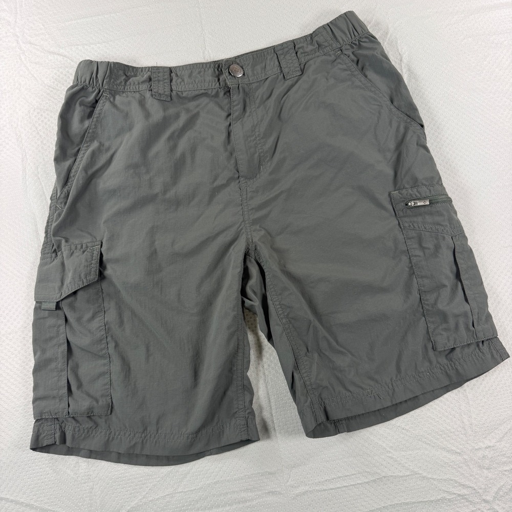 Columbia Omni-Shade Mens 32 Cargo Shorts Gray Nylon Outdoor Hiking Fishing 10